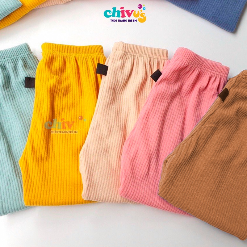 Bộ cotton tăm cho bé CHIVU'sKID bộ dài tay cho bé trai bé gái chất len tăm họa tiết ngộ nghĩnh đáng yêu