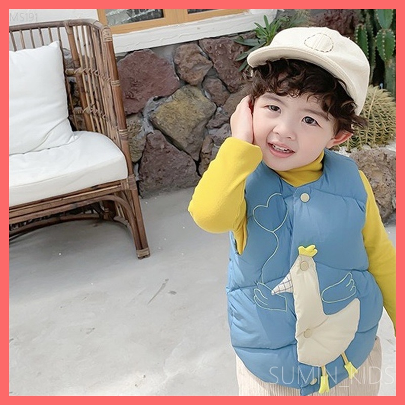 Áo khoác gile phao cho bé - Quần áo trẻ em Sumin Kids - Hoạ tiết con gà nhiều màu