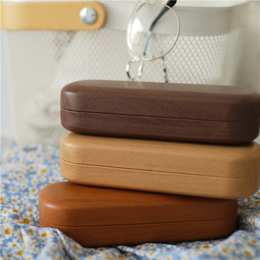 AARON1 Men Wood Grain Glasses Case Women Storage Glasses Box Glasses Container Portable Imitation Wood Grain Organizer Sunglasses Holder High Quality Retro Glasses Box/Multicolor