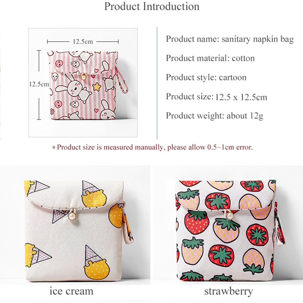 Túi đựng băng vệ sinh tampon khăn ăn sức chứa lớn họa tiết hoạt hình nhỏ gọn