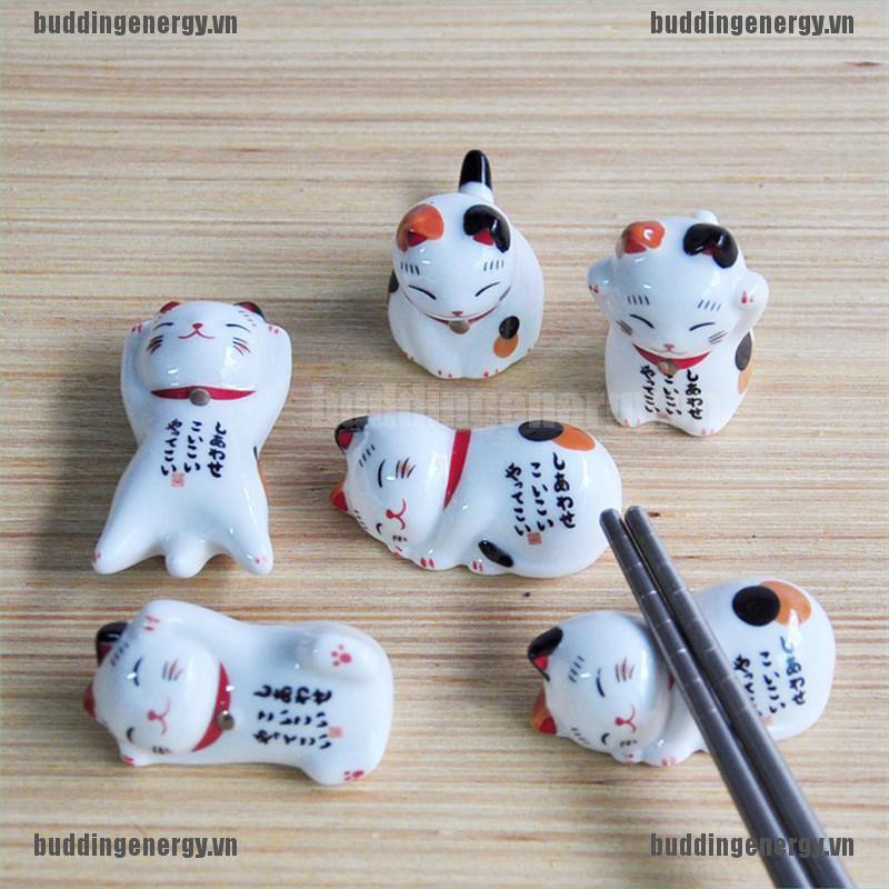 Hộp Đựng Đũa Bằng Sứ Hình Mèo May Mắn Kiểu Nhật Bản Dễ Thương