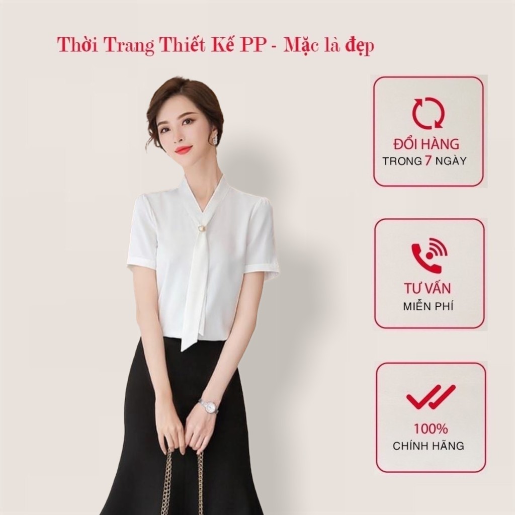 Áo sơ mi nữ công sở chất liệu lụa hàn cao cấp - Hàng đẹp do shop tự may thời trang PP