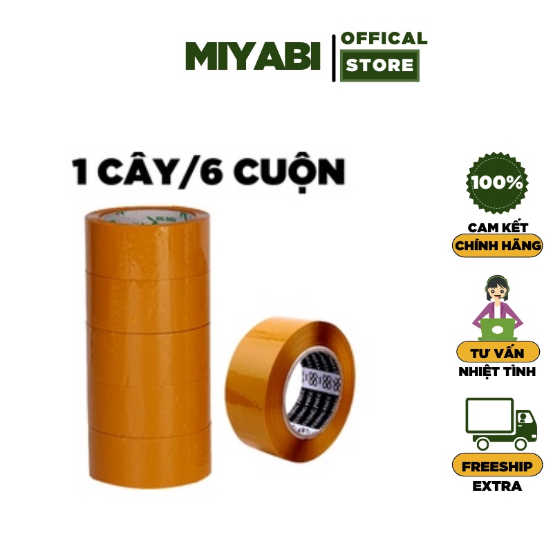 Cây Băng dính đóng hàng khổ to loại dày trung(cây 6 cuộn)