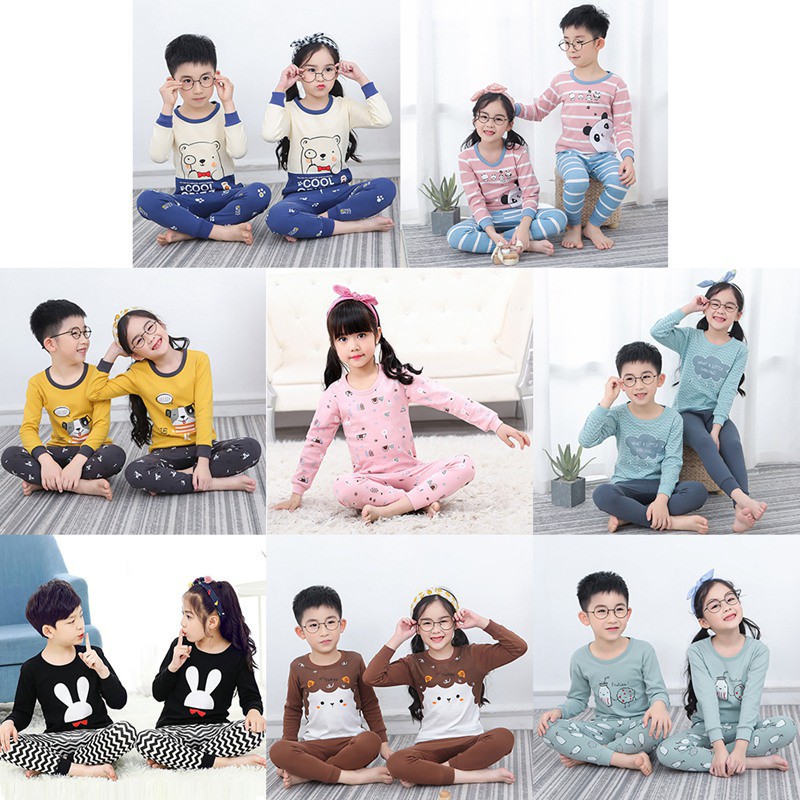 Bộ đồ ngủ dài in hoạt hình dễ thương cho bé