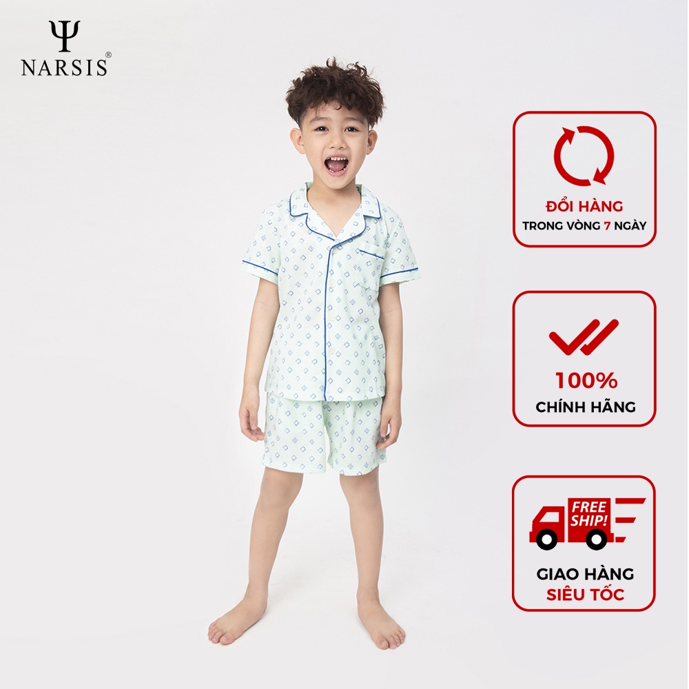 Pijama cho bé trai Narsis KE0008 ngắn tay mặc mùa hè