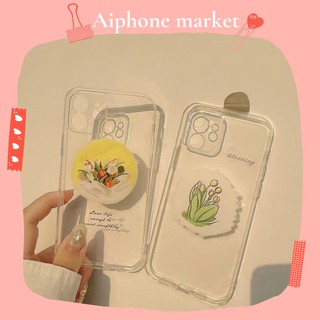 Ốp điện thoại silicon hình hoa tulip cho iPhone11Apple12pro max8plus/X iPhone12