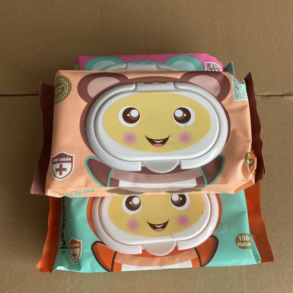 Khăn giấy ướt cao cấp baby hình gấu không mùi BoniBoni