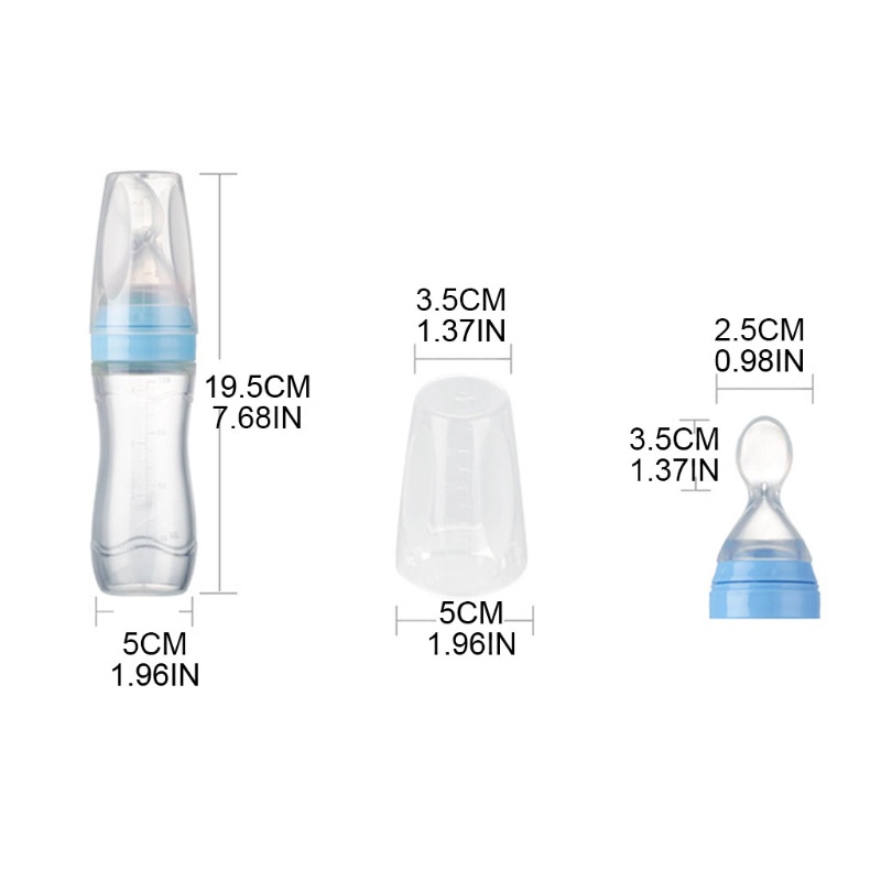 Bình Ăn Dặm 120ml Bằng Silicone Kèm Muỗng Chống Bụi Cho Bé