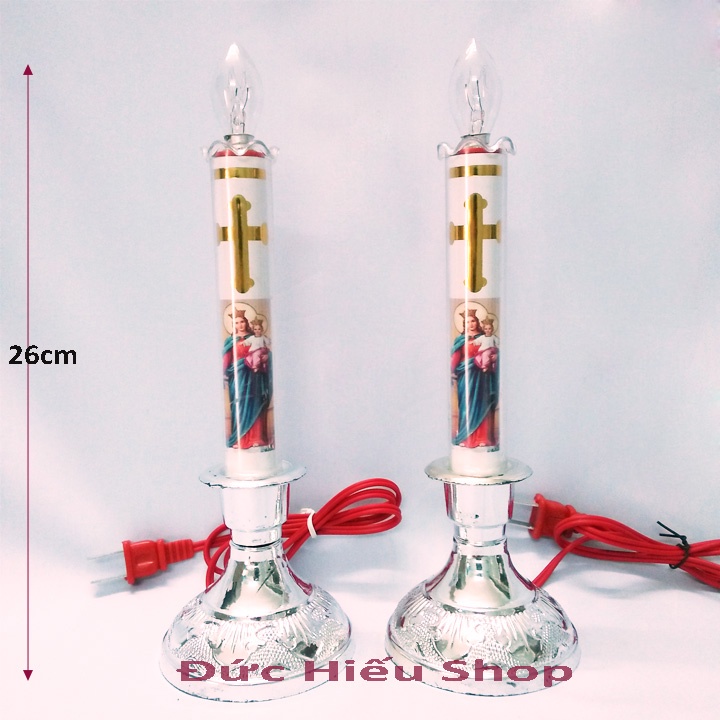 Bộ 2 đèn thờ cúng thiên chúa giáo nhiều size, đèn cầy nến công giáo - Đức Hiếu Shop