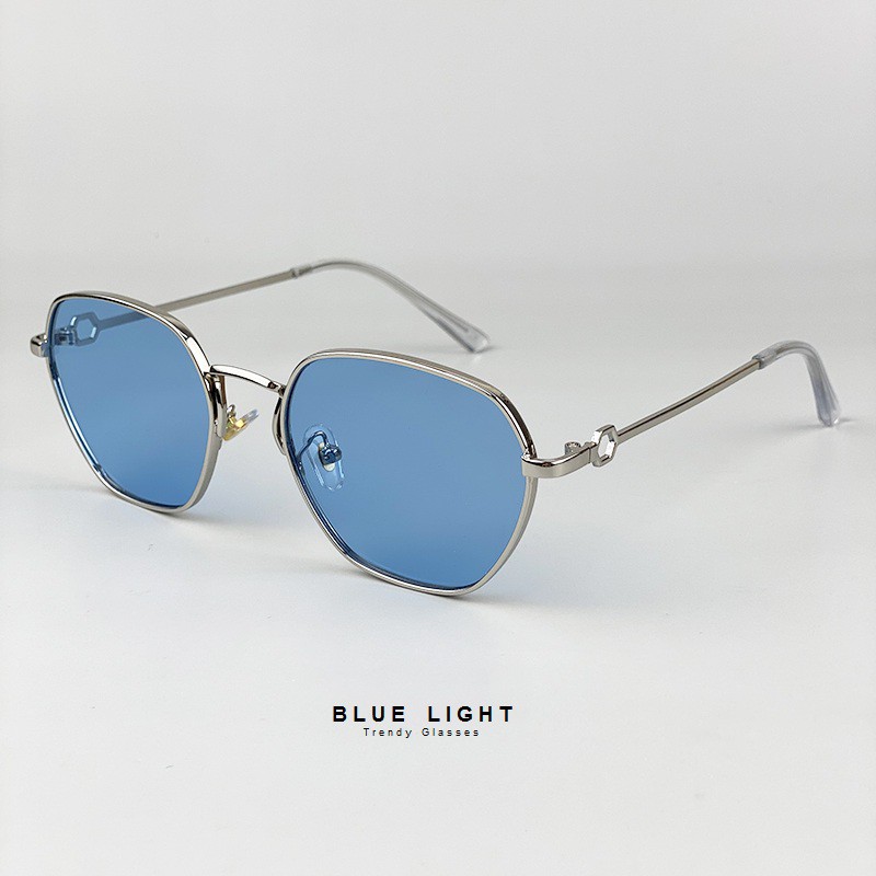 Kính Râm Kính Mát Nam Nữ Mắt Màu Đen, Vàng, Xanh Dương, Tráng Gương Bạc Gọng Kim Loại VIền Dày - BLUE LIGHT SHOP | BigBuy360 - bigbuy360.vn