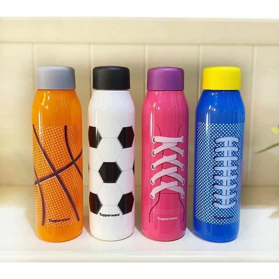 Bình nước Tupperware Eco Sport 500ml thể thao sắc màu cho bé TẶNG NẮP VẶN DỰ PHÒNG Nhựa Nguyên Sinh