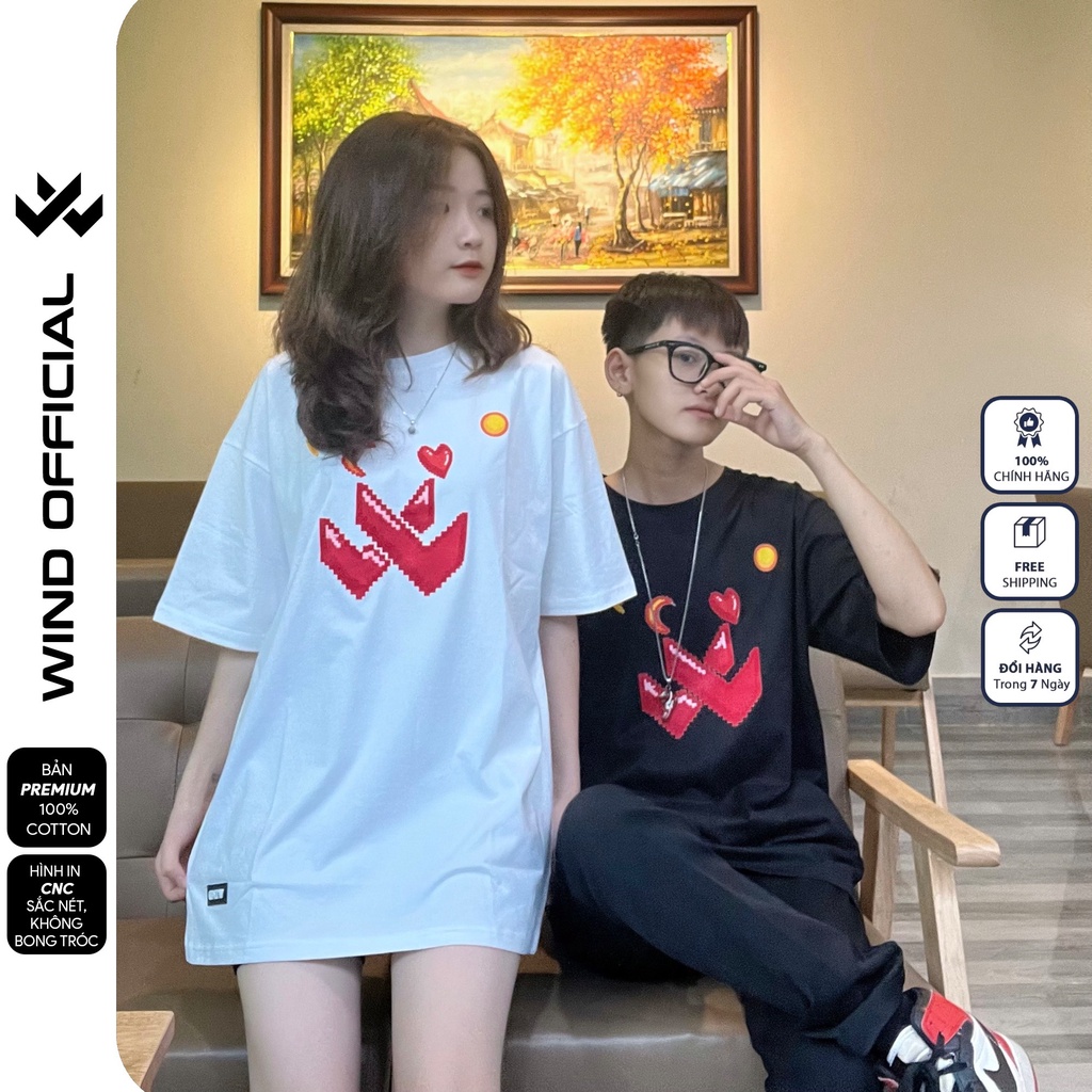 Áo thun tay lỡ unisex WIND phông form rộng 65% cotton PIXCEL nam nữ oversize ulzzang