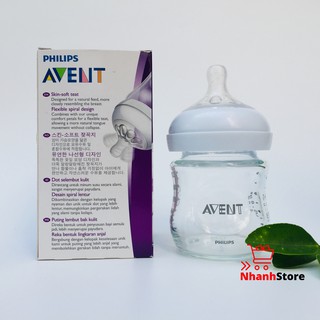 Bình sữa thủy tinh Avent Natural 120ml (núm số 1, trẻ 0 tháng+)