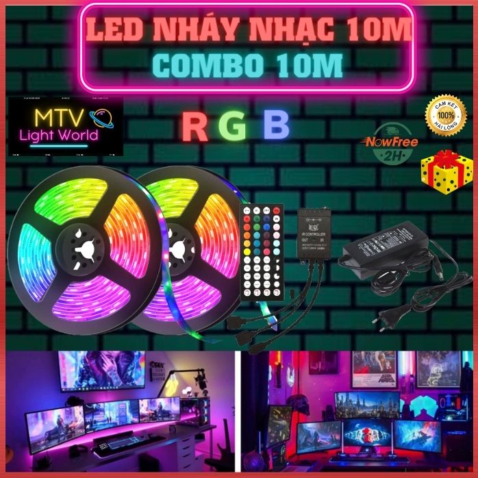 Bộ 10m Đèn Led Trang Trí RGB 5050 Khiển Theo Nhạc