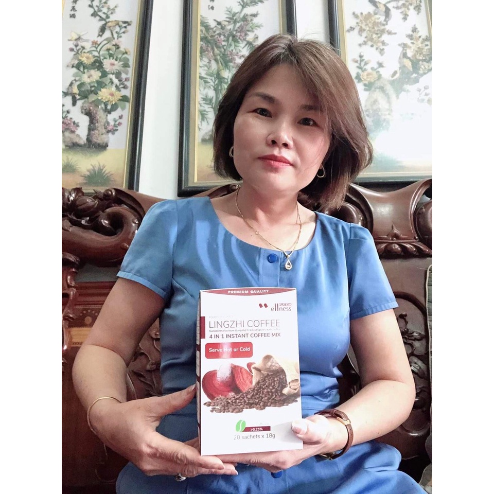 Cà phê sức khỏe Lingzhi Coffee 4 Trong 1 Bao Gồm Nấm Linh BàoTử Phá Vách Vitamin A Vtamin E Bột caffe