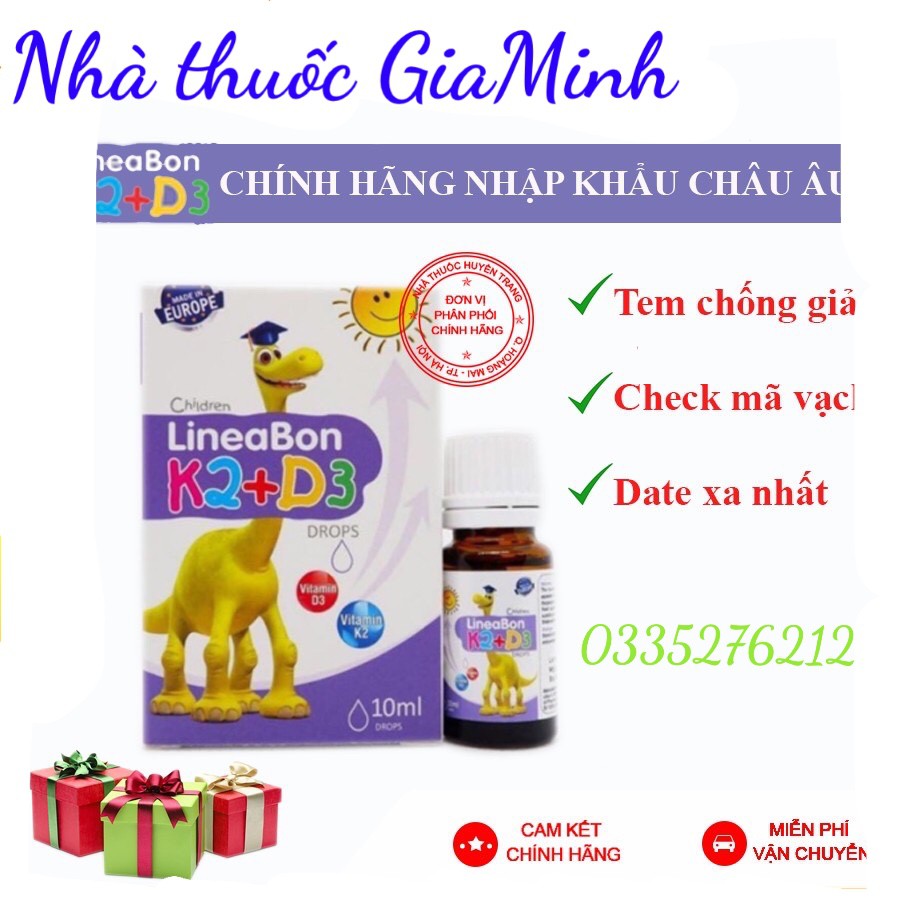 [Chính hãng] LineaBon  K2+D3 - Bổ sung vitamin K2 D3 drops Tăng cường hấp thu canxi tối đa (Lọ 10ml)