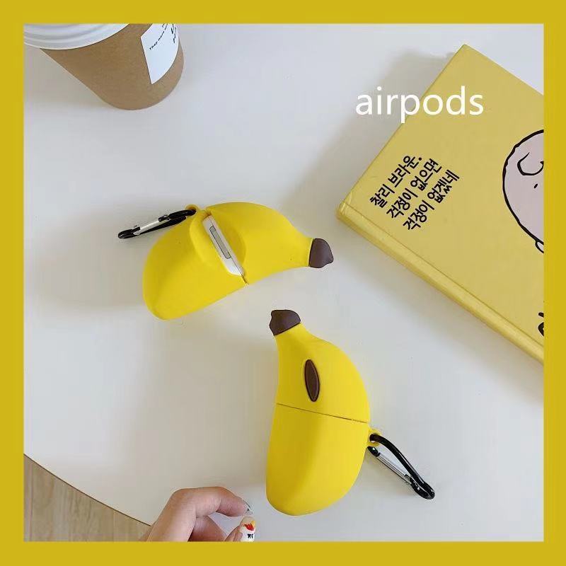 Vỏ Bảo Vệ Hộp Sạc Tai Nghe airpods 1/2/pro Bằng Silicon Hình Quả Chuối Dễ Thương Thời Trang