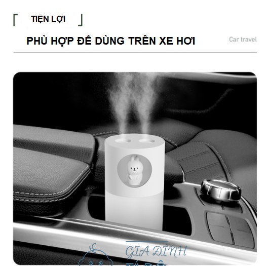 Máy Tạo Ẩm Không Khí Hình Gấu Có Vòi Phun Kép Dung Tích 270Ml Kết Hợp Với Đèn Ngủ