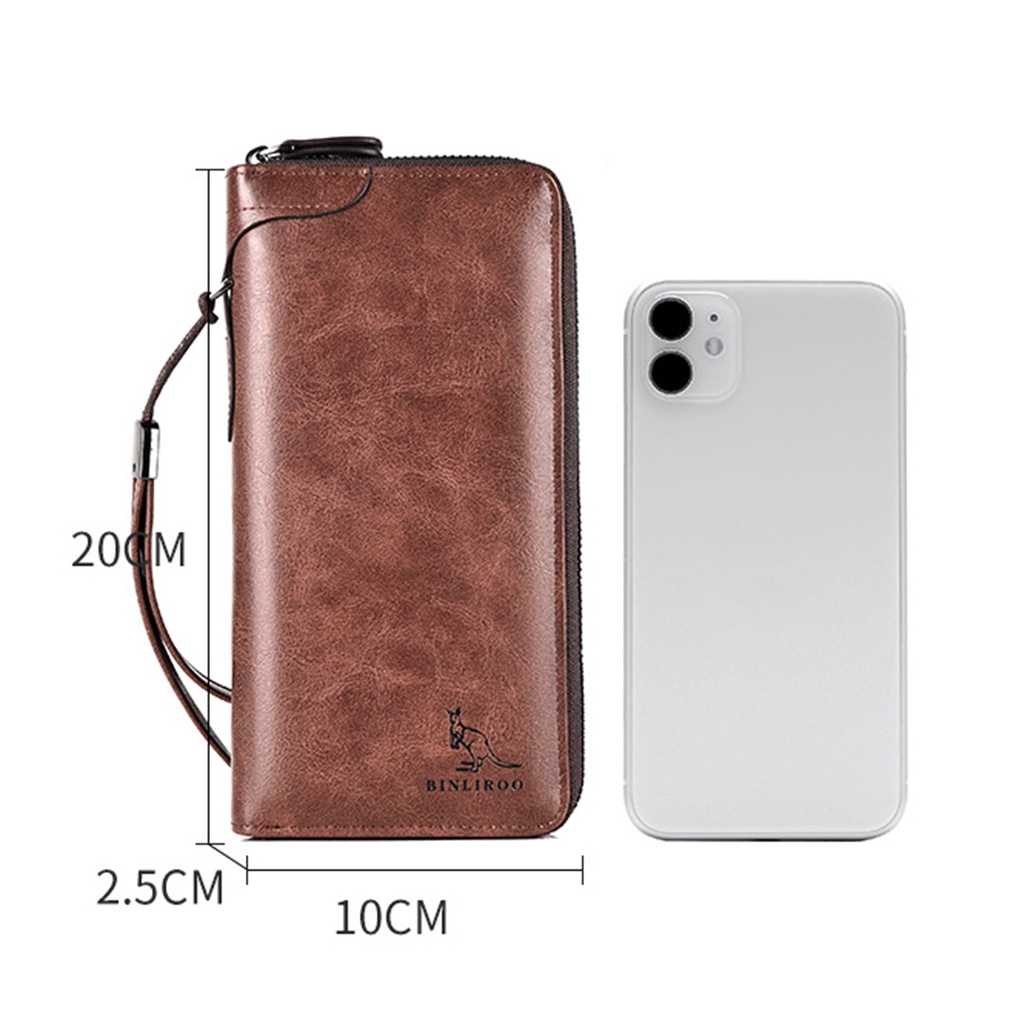 Ví Da PU Dáng Dài Chống Thấm Nước Chống Mòn Thời Trang Cho Nam