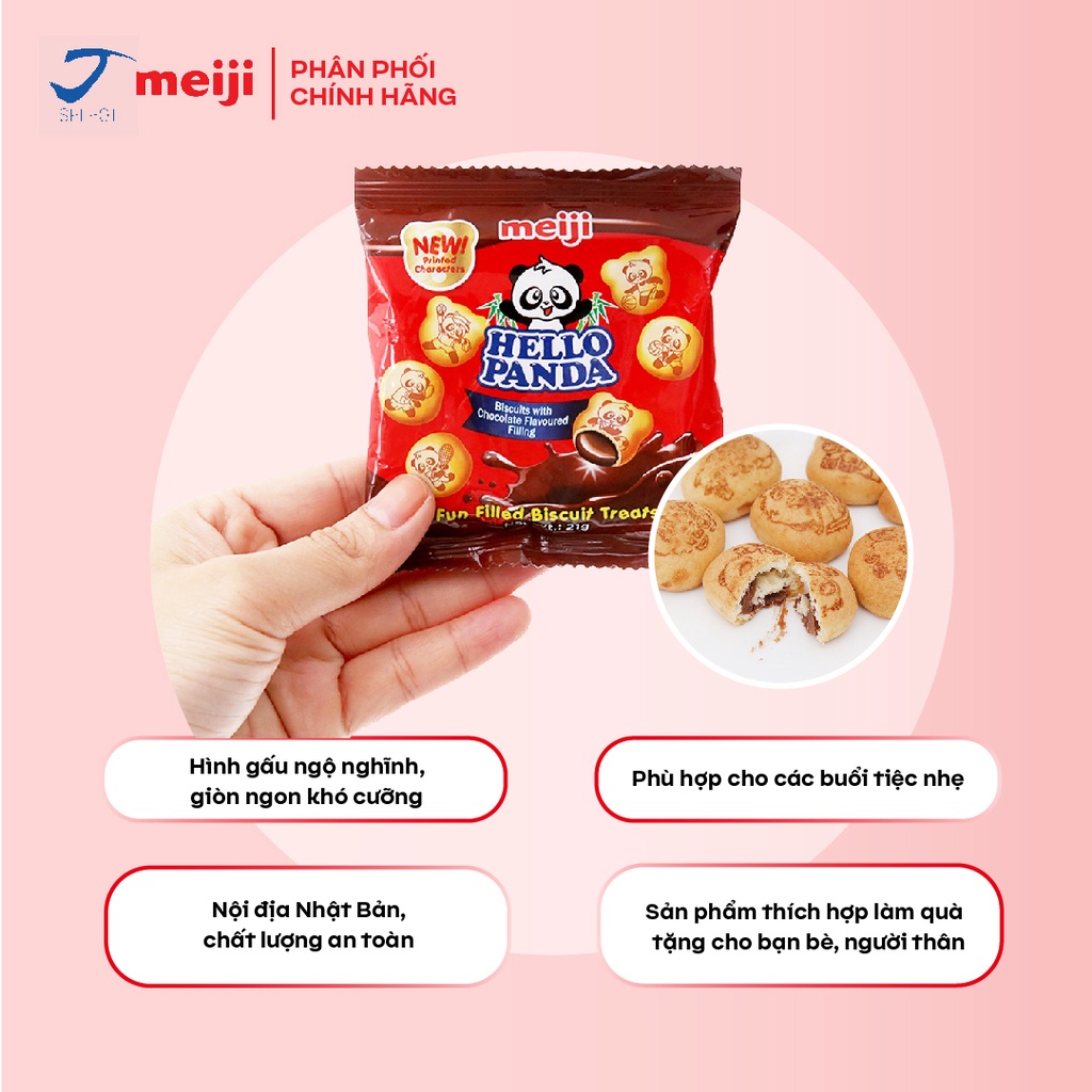 [Quà tặng không bán] Bánh gấu Meiji Nhật Bản Hello Panda gói 21g vị chocolate