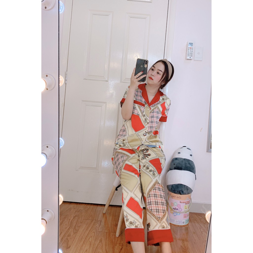 [ Mã WASTRUN4 giảm 10% tối đa 30K đơn 99K] Đồ Bộ Pijama Satin Tay Ngắn Quần Dài In Hình Dễ Thương Form Dưới 60KG | BigBuy360 - bigbuy360.vn
