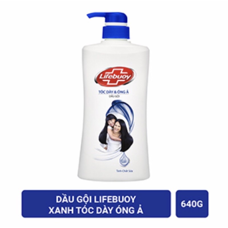 Dầu gội Lifebouy xanh tóc dày óng ả 640g tặng kèm chai nhỏ