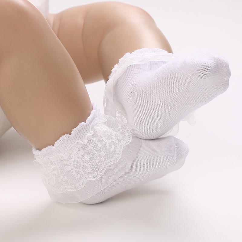Đôi Vớ Cotton Thoáng Khí Viền Ren Thời Trang Cho Bé