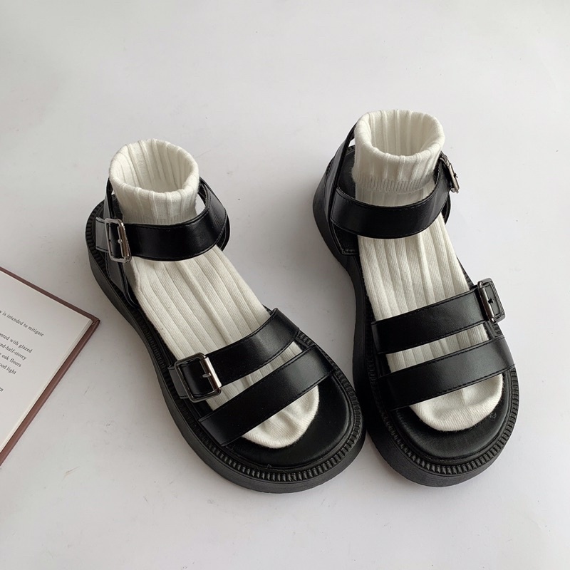 Giày Sandal Nữ Ulzzang bản cao cấp - Sandal Quai Mảnh đế cao 5p chuẩn hàng quảng châu đi học mang áo dài