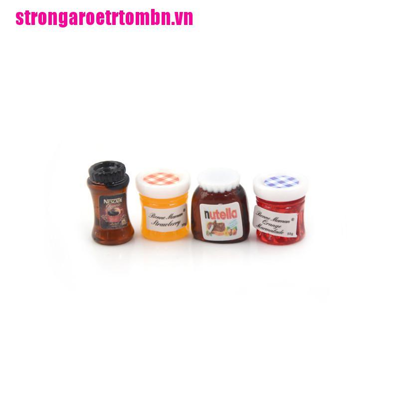 【Omvn】4pcs/set Dollhouse Miniature 1:12 Kitchen Food Jam Coffee Condiment DIY