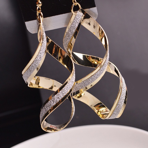 Cặp khuyên tai thiết kế dạng xoắn dài đính đá quý nhân tạo độc đáo sang trọng dành cho nữ