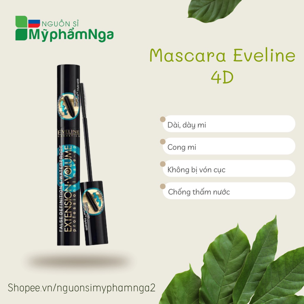 Mascara Eveline 4D dày mi và chống thấm