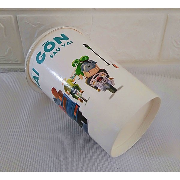 50 Ly giấy cafe take away có nắp in hình Sài Gòn 16oz – 450ml