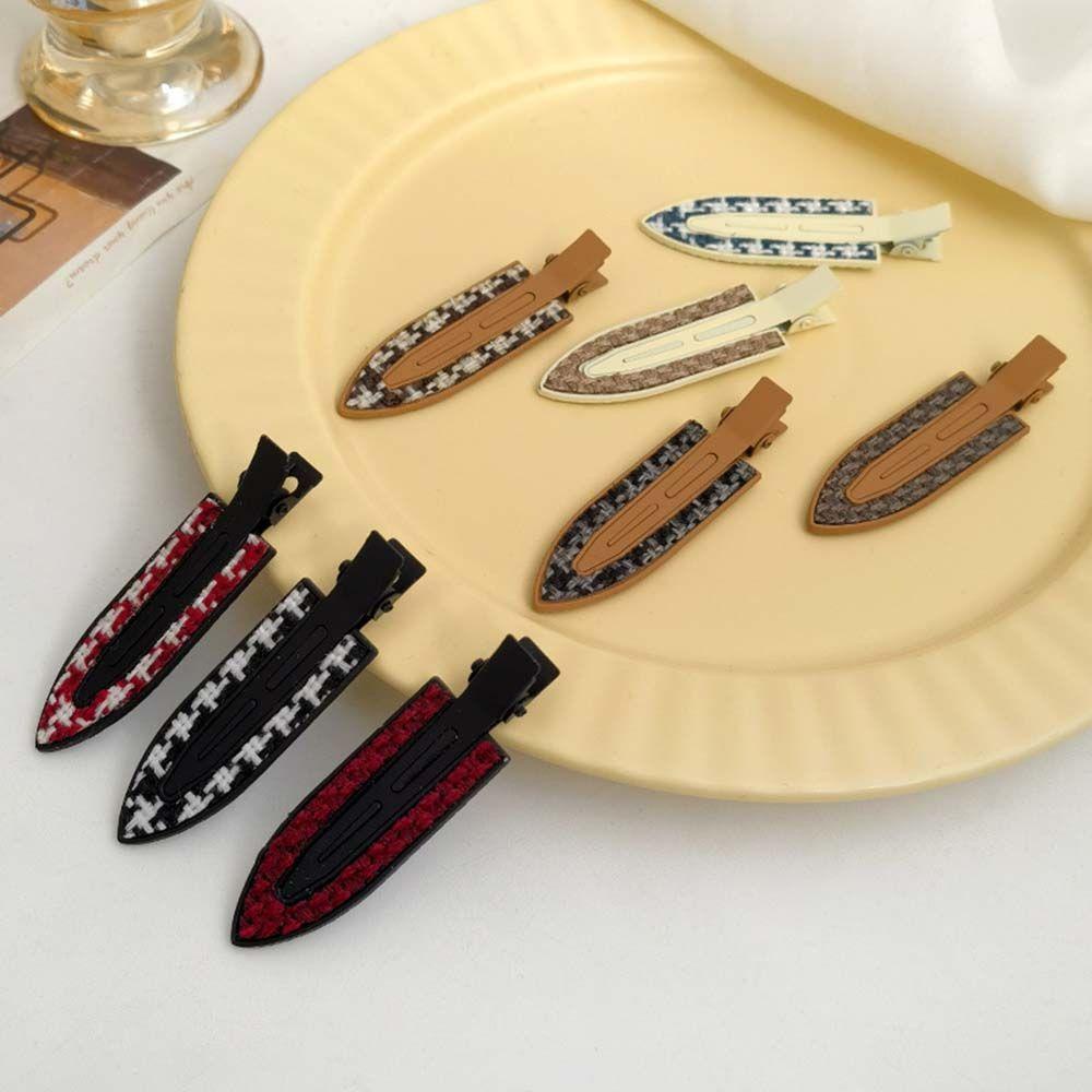 Kẹp Tóc Kim Loại Không Đường May Màu Trắng Đen Phong Cách Retro