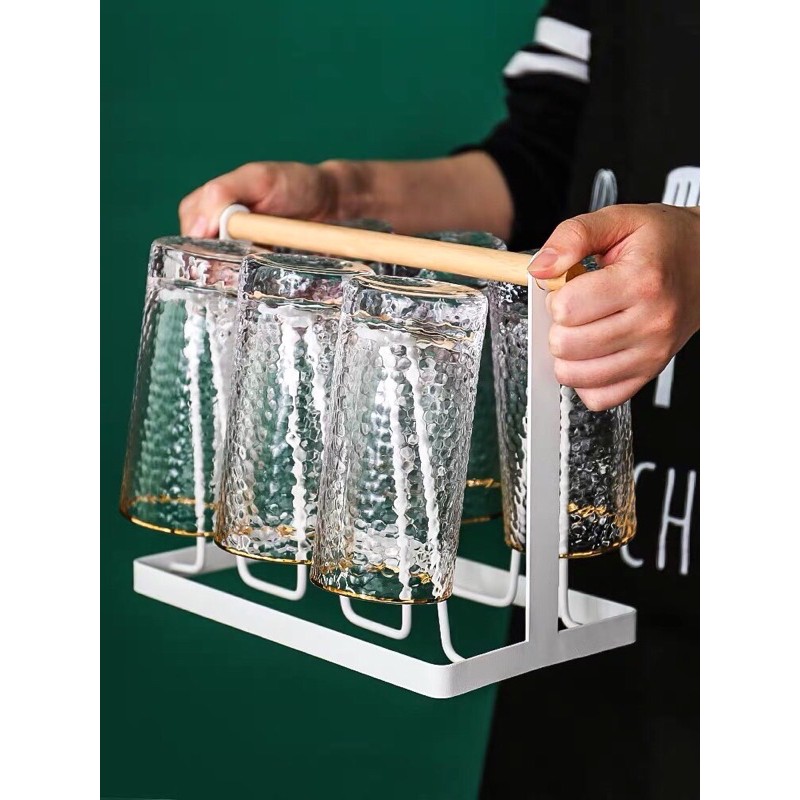 Khay úp cốc, khay úp ly,đầu mút tránh trầy xước ly, cốc, úp cốc tay cầm gỗ, hai màu trắng và đen