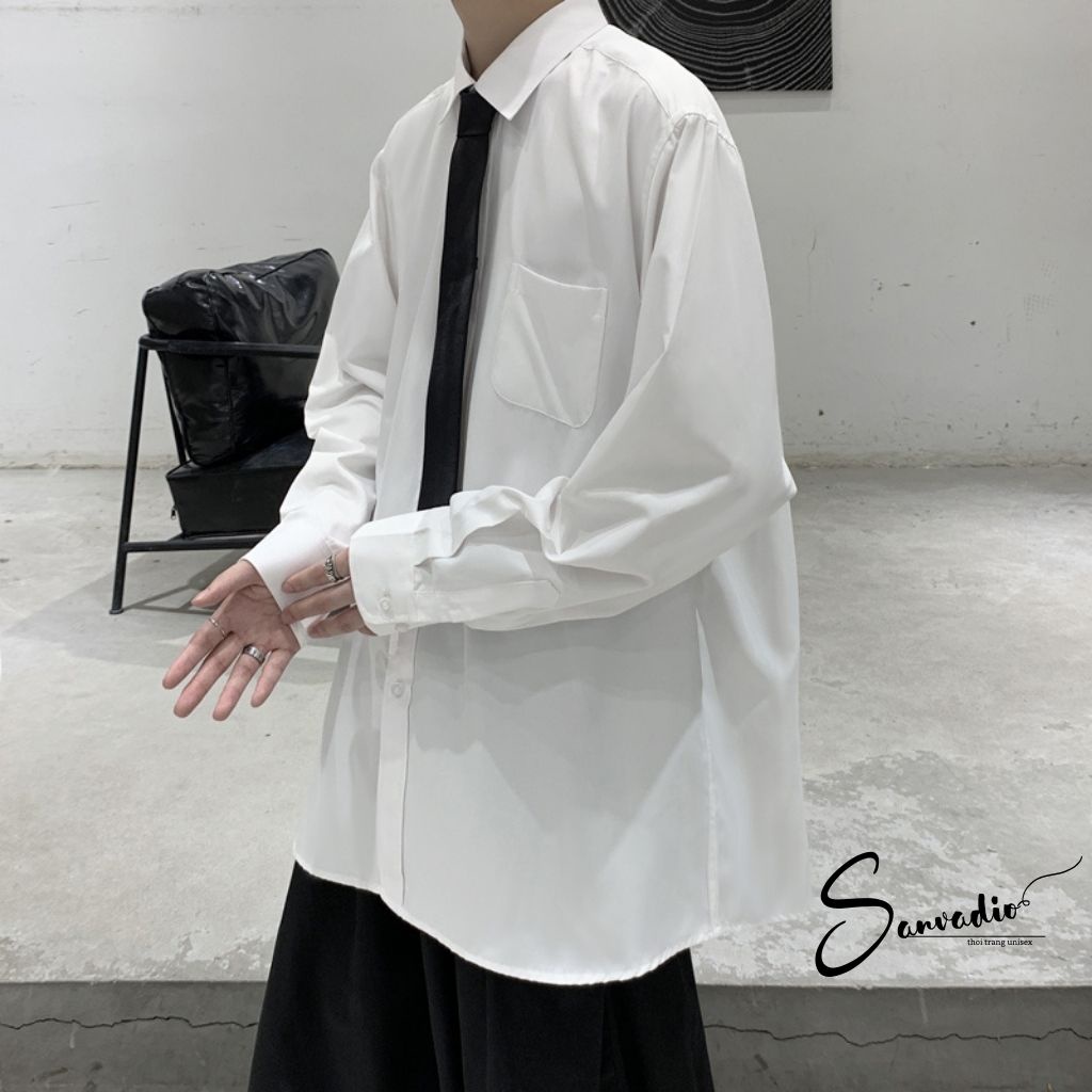 Áo sơ mi nam SANVADIO dài tay phong cách Hàn Quốc form dáng unisex-cổ bẻ-vải thái chống xù ASM30
