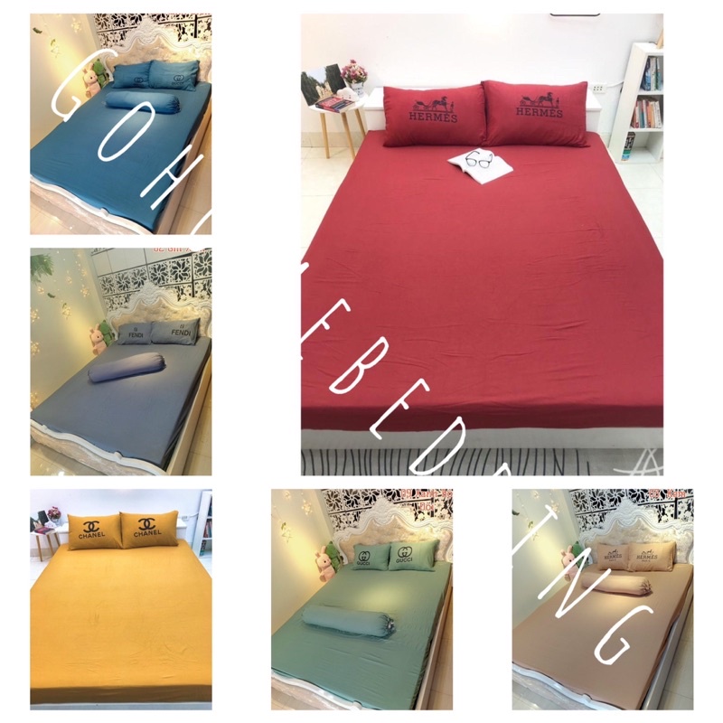 Ga Giường và 2 Vỏ Gối Chất Liệu Đũi Cao Cấp hàng mềm mịn chất mát chuẩn 5* mầu sang trọng lịch sự