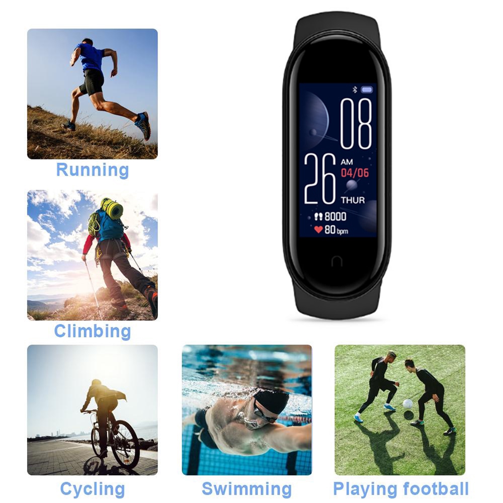 Đồng hồ thông minh Mi Band 5 M5 theo dõi nhịp tim huyết áp theo dõi sức khỏe các hoạt động thể thao IOS Android