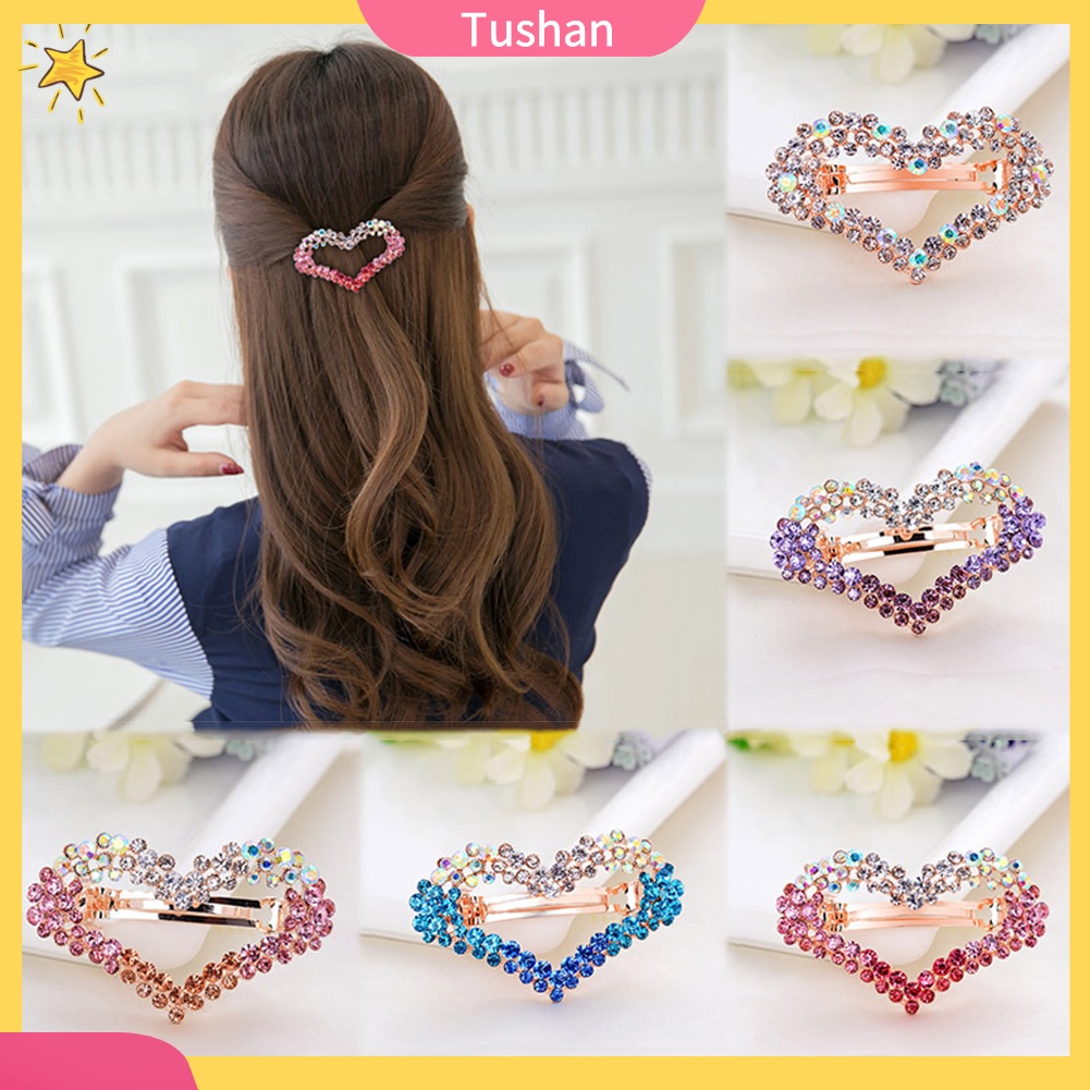 Kẹp tóc đính đá hình trái tim