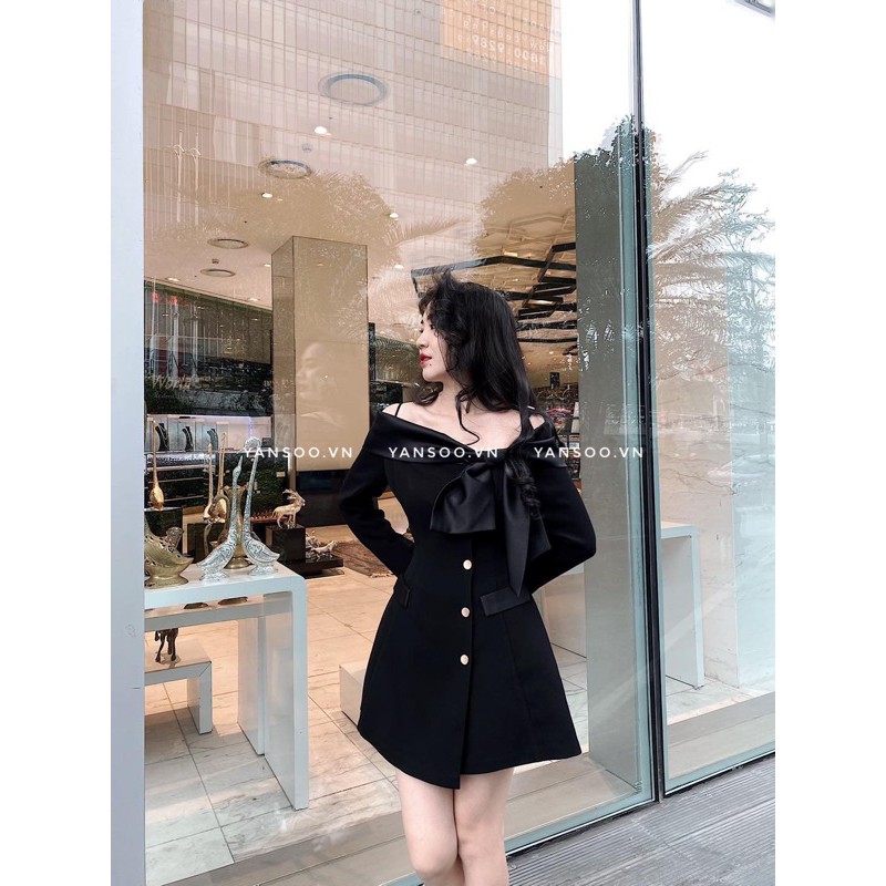 [Mã WAMT1505 giảm 10K đơn 0K] 💙VÁY KIỂU XINH MÀU ĐEN TRỄ VAI DỰ TIỆC - Du lịch - Lễ hội Cực XINH - Full size SML