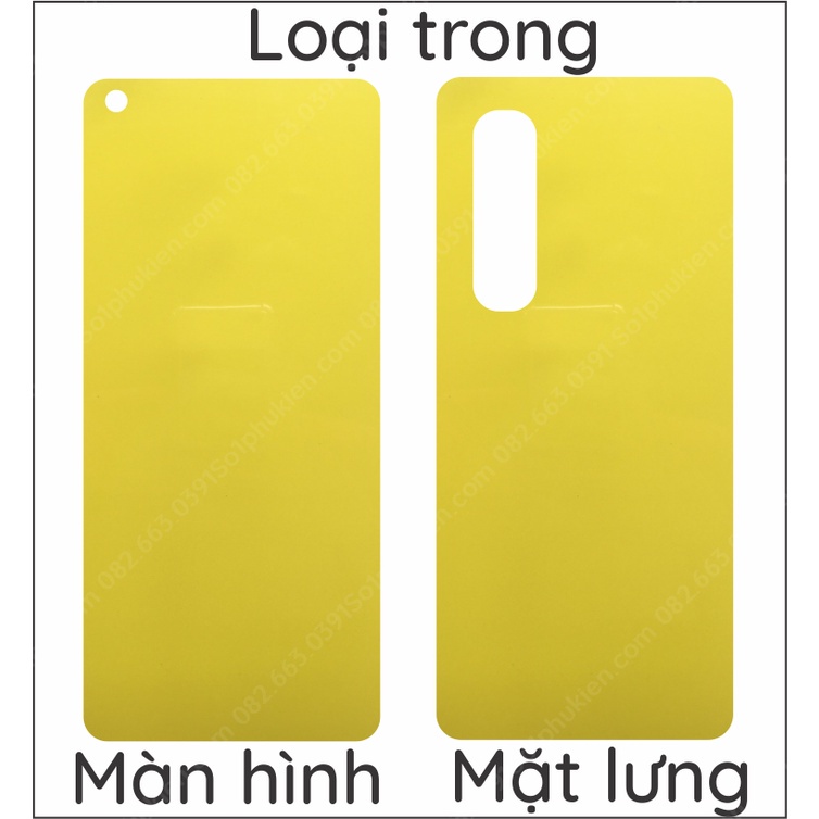 Dán PPF Oppo Find X2 pro loại trong, nhám dành cho màn hình, mặt lưng, full body lưng viền