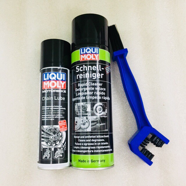 Bộ dưỡng và vệ sinh sên Liqui Moly Motor Bike Rapid Cleaner & Chain Lube 250ml & Chà Sên – Liqui Moly – top1shop