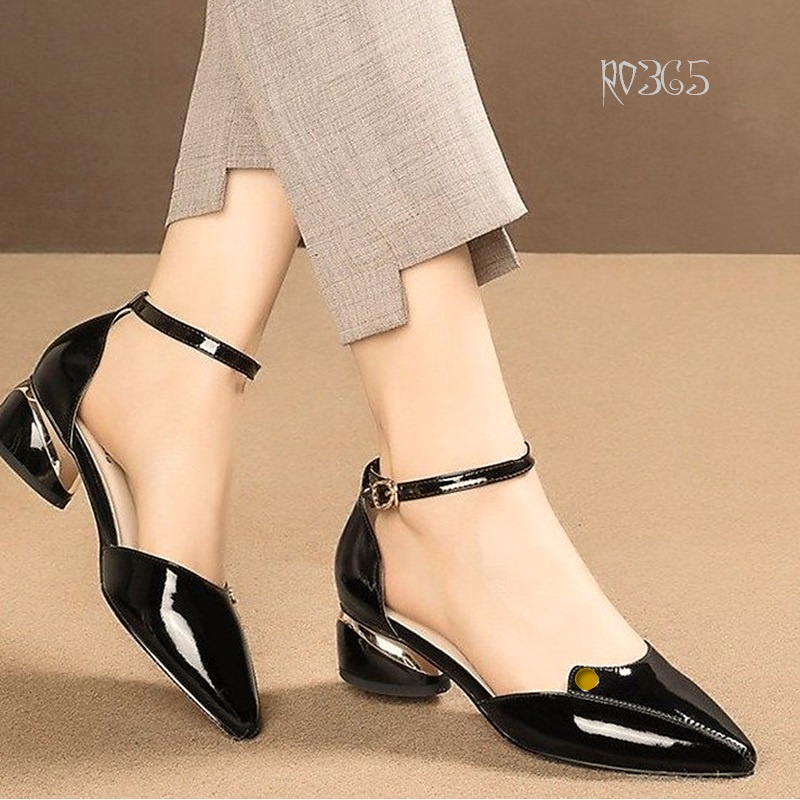 Giày sandal bệt nữ, da bóng cao cấp ROSATA RO365 cao 2p - Đen- HÀNG VIỆT NAM - BKSTORE
