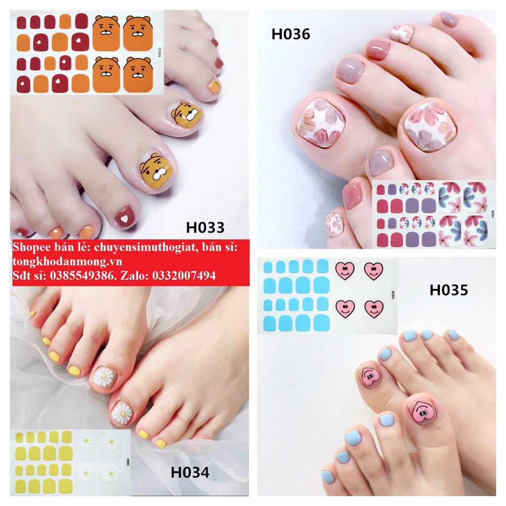 Bộ 22 Miếng Dán Móng Chân Nails Sticker mã H001-H020