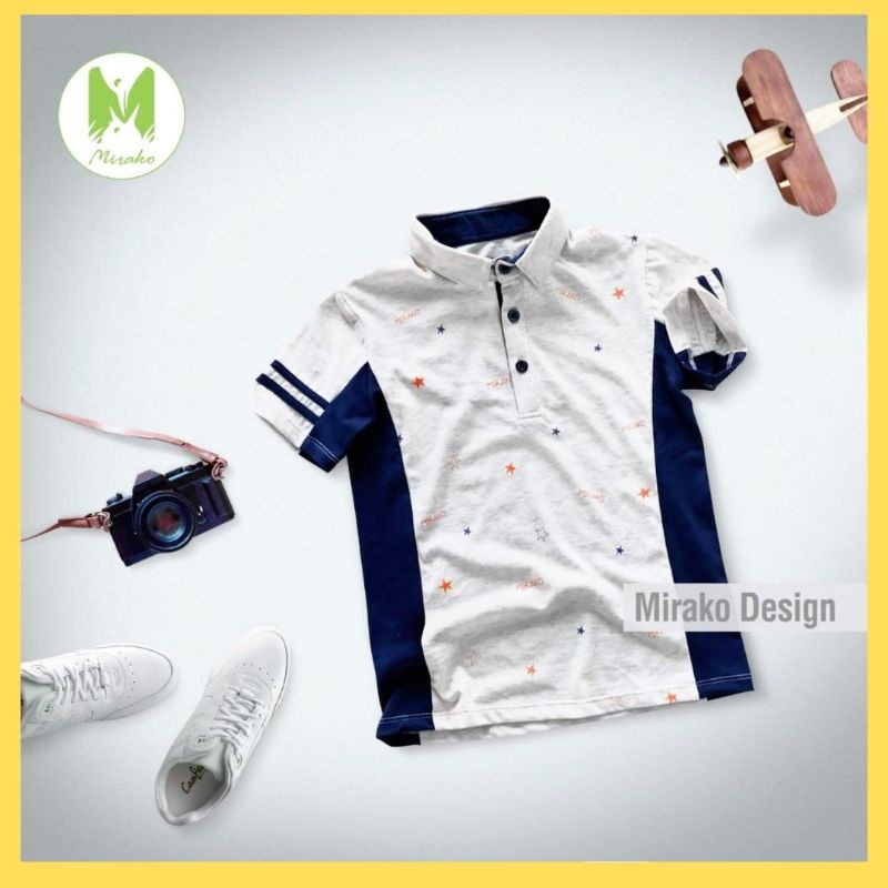 Áo thun phông polo cộc tay cổ trụ cho bé trai MIRAKO hàng xuất xịn 100% cotton mềm mịn mát từ 1 đến 6 tuổi