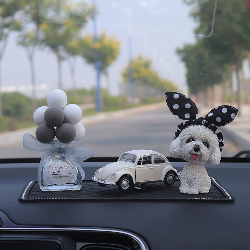 Set Chó Poodle Lắc Lư Đầu Đính Đá Dễ Thương Trang Trí Taplo Oto, Cún Teddy Dog để taplo xe hơi