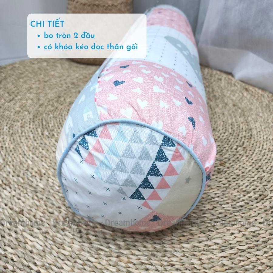 Vỏ gối ôm kéo khóa Cotton Hàn DREAMHOME áo gối ôm dài đẹp bo tròn 2 đầu size 30x95 vừa ruột gối ôm 70x100
