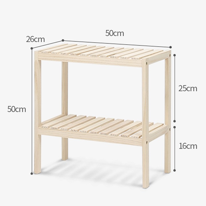 Kệ pallet 2 tầng đa năng gỗ tự nhiêu Posa - Size 50 cm