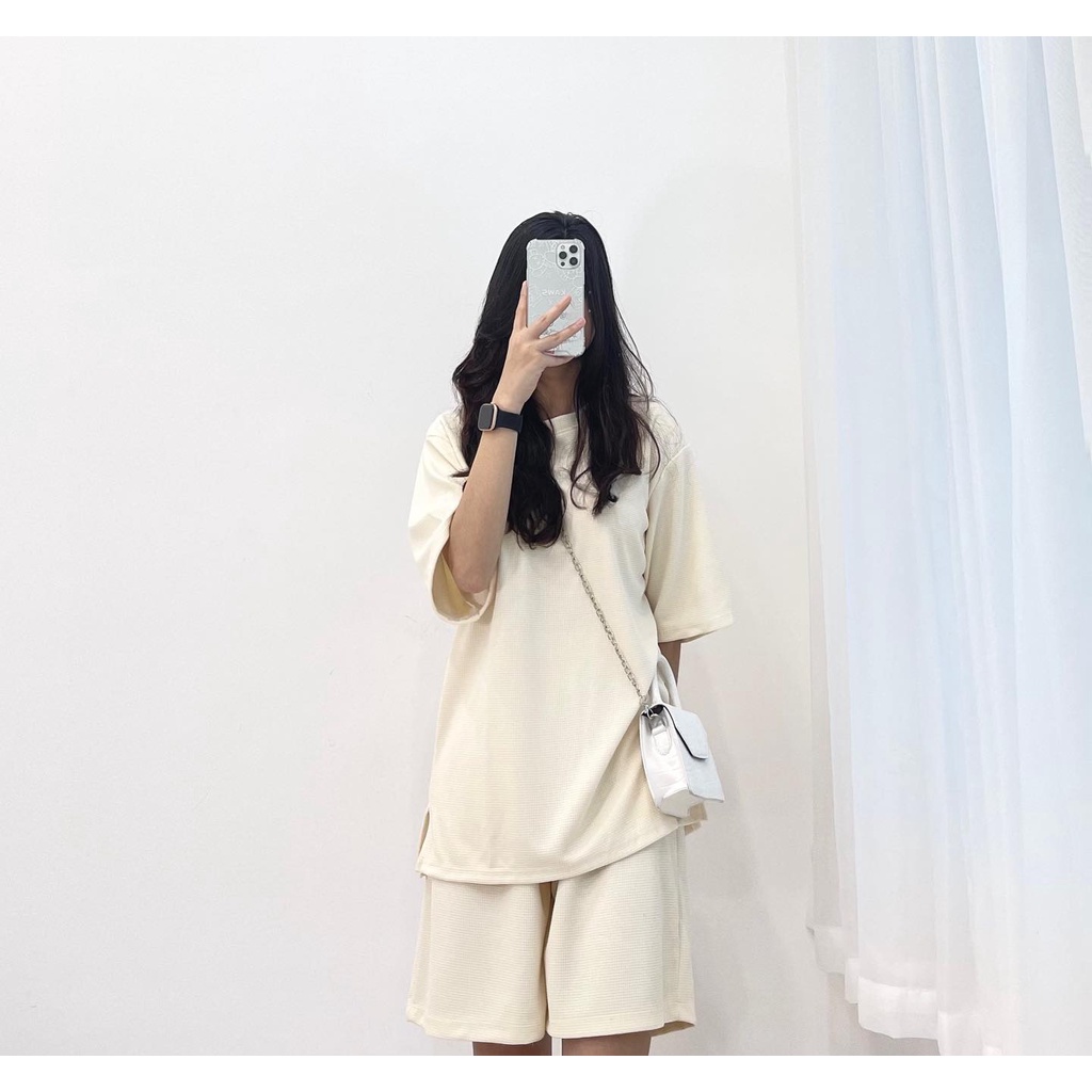 (FREESHIP) set đồ cotton tổ ong cộc tay trơn miho.house