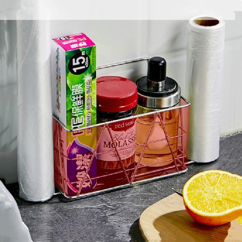 Giá kệ để đồ nhà bếp inox, không cần đục lỗ, có thể đựng màng bọc thực phẩm