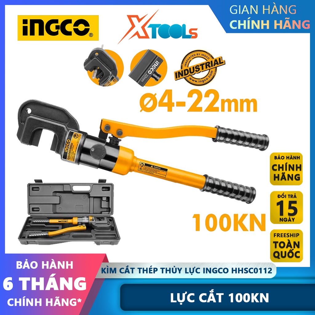 Kìm cắt uốn thép thủy lực INGCO HHSC0122 phạm vi cắt 4-22mm, lực cắt 100KN, chiều dài 340mm [chính hãng][xtools]